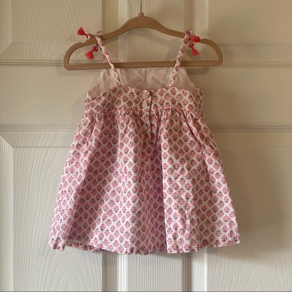 Baby B’gosh floral pink & turquoise dress with tassels on shoulder straps - Picture 4 of 9